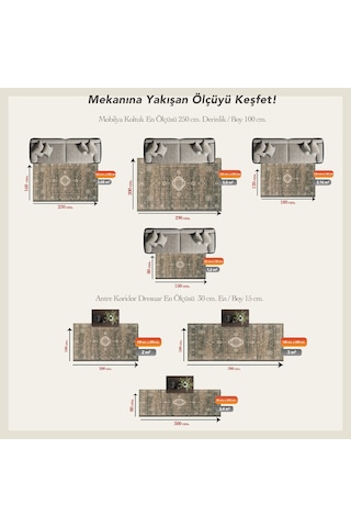 Cool Halı Private Xw Açık Kahverengi Madalyon Desenli Yıkanabilir Dijital Baskı İnce Salon Halısı