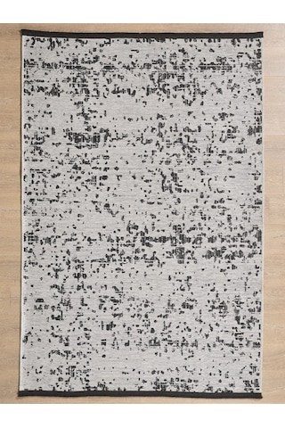 Bohem Tarz Geometrik Desenli Pamuk Taban Gri Renk Şönil Kilim