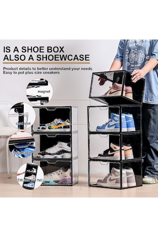 Yaklaşık 46 Numara Yüksek Bilekli Spor Ayakkabı Ayakkabı Kutusu, Şeffaf, Oksidasyon Önleyici, Plastik A