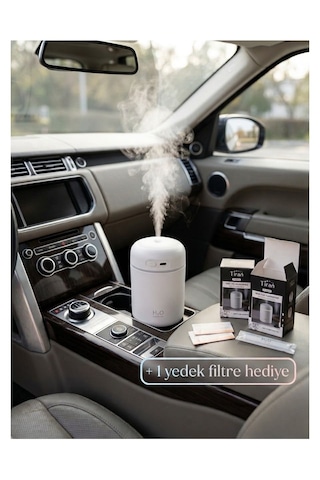 Araç Içi Mini Hava Nemlendirici Led Işıklı Taşınabilir Ultrasonik Buhar Makinesi + 1 Yedek Filtre