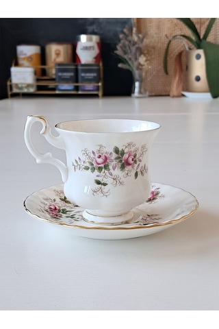 Lavender Rose Bone China England Antika Duble Boy Kahve Fincanı Lavanta Lavanta