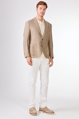 Dufy Bej Mono Yaka Slim Fit Erkek Ceket Bej