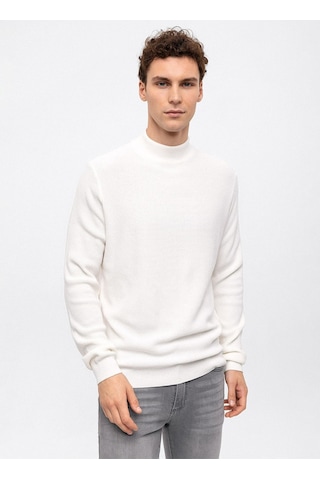 Yarım Balıkçı Yaka Regular Fit Düz Beyaz Erkek Kazak B33w40060 001