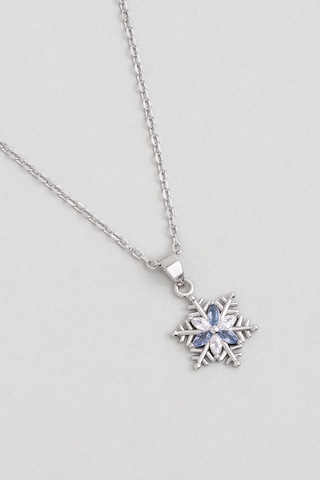 So Chic Elsa 18 Ayar Beyaz Altın Kaplama 43 Cm Gümüş Kar Tanesi Kolye