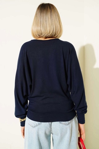 Yarasa Kol Salaş Bluz Lacivert T4273 Lacivert