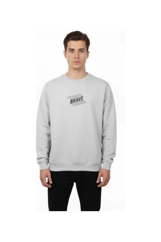 Bigümex The Brave Premium Erkek Sweatshirt 3 Iplik Gri