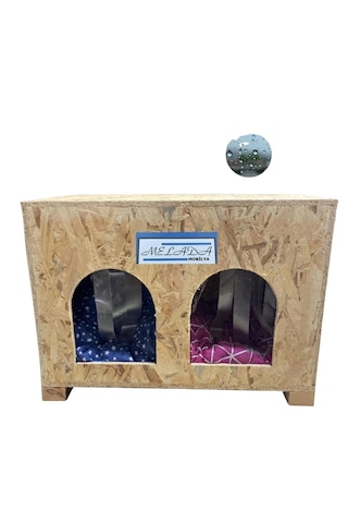 Reyo Kedi Evi Dış Ortam Uygun Ahşap Double Osb Minderli 61 x 41 CM