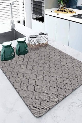 Gri Düz Microfiber Bulaşık Kurutma Kurulama Matı Mm001n11