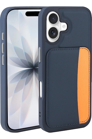 Apple Uyumlu iPhone 16 Kılıf Kartlıklı Zore X-kart Silikon Kapak - Kahverengi Kahverengi