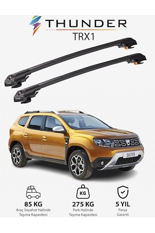 Dacıa Duster 2018-2022 Trx1 Thunder Carrier Kilitli Ara Atkı Taşıyıcı Tavan Barı Siyah