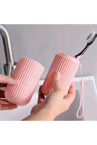 Seyahat Tipi Organizer Universal Taşıma Kabı Diş Fırçası Macunu Seyahat Kutusu 1 Adet Pembe