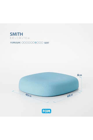 Fom Smith Visco Konforlu ve Ortopedik Oturma Simidi Yastık 45 x 44 x 8 Açık Mavi Çok Renkli