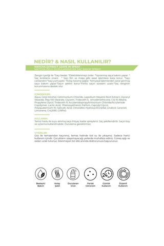 Matcha Mucize Leaving In Spray Nemlendirici Hacim Veren Yapılandırıcı Saç Spreyi 150 Ml - 802072699