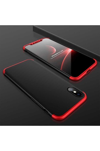 Apple Uyumlu iPhone X Kılıf Zore Ays Kapak Siyah-Kırmızı