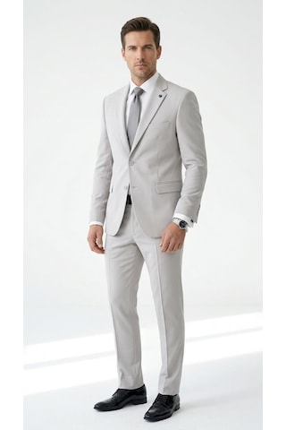 Tk 6893erkek Klasik 2 Li Takım Elbise 2 Düğmeli Slim Fit Esnek Kumaş Çift Yırtmaçlı 7 Drop Taş