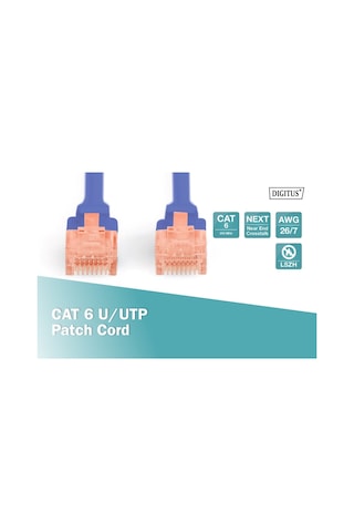 Cat 6 U-utp Bağlantı Kablosu, Bakır, Lszh Awg 26/7, Uzunluk 10 Metre Mavi