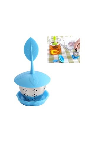 Sones Paslanmaz Çelik Silikon Askılı Çay Poşeti Çay Süzgeçleri Mavi