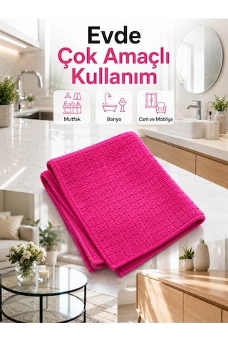 Mey İthalat Mikrofiber Temizlik Bezi 40x40 Cm Pembe İz Bırakmayan Çok Amaçlı Temizlik Bezi Diğer