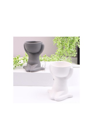 Suofeng İnsan Figürlü Seramik Saksı - Minimalist Nordik Stil Çiçeklik Ve Dekorasyon
