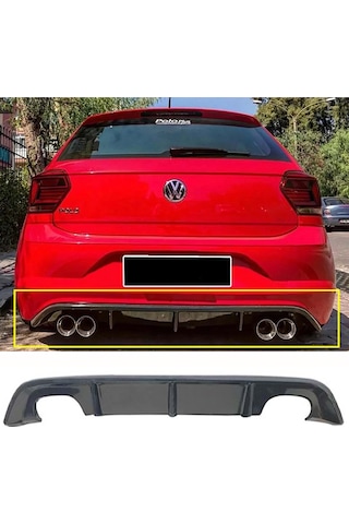 Vw Polo Mk6 R Line Difüzör Parlak Siyah Plastik 2018 2019 2020 Arka-difizör-bodykit-ek-karlık