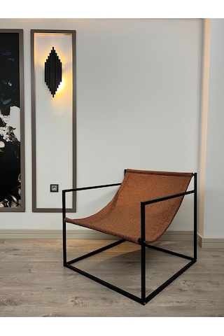 Rafadi Modern Dekoratif Metal Ayaklı Berjer Salon Oturma Odası Balkon Berjeri Kiremit