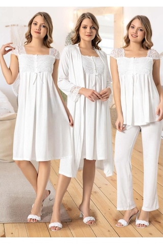Duchesse 42200 Lohusa 4 Lü Pijama Gecelik Sabahlık Tk (513864909)