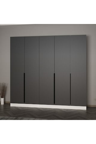 Minar Kale 210 Cm 5 Kapaklı 3b Raf Portmanto Byz Mbr Çizgili Ant