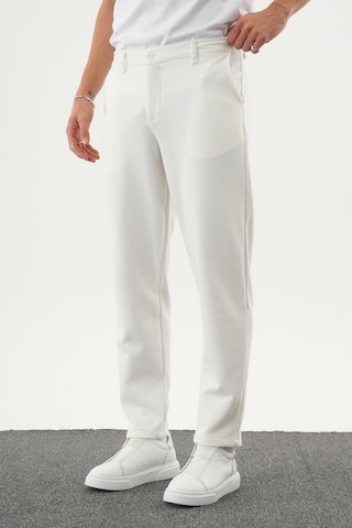 Redline Arden Kışlık Kalın Slim Fit Kemerli Erkek Pantolon Beyaz