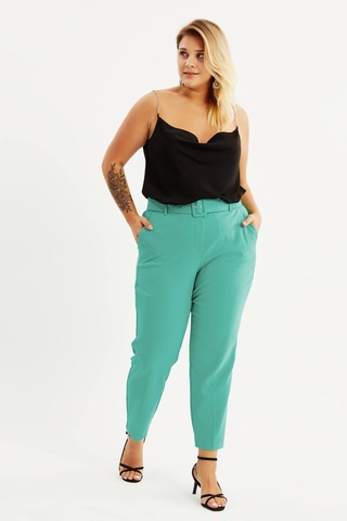 Cep Detaylı Kemerli Klasik Pantolon-1602 Yeşil