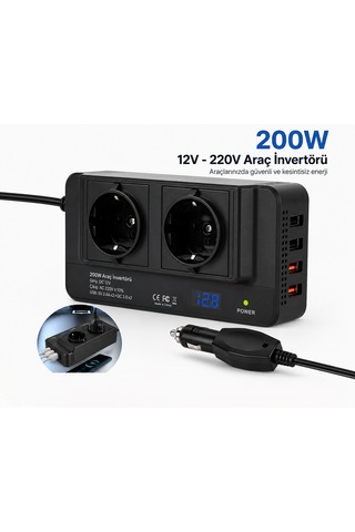 400w 2 Ac Çıkışlı 4 Usb Portu Araç Güç Dönüştürücü Araçtan Priz Gücüne 1