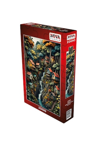 Nova Puzzle 1000 Parça Ağaçların Gölgesindeki Huzur Puzzle - Ağaçlar Arasındaki Evler