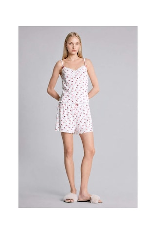 Defacto Regular Fıt Şortlu Askılı Desenli 2li Ecru Pijama Takımı H7393ax26hser98 Ekru-er98