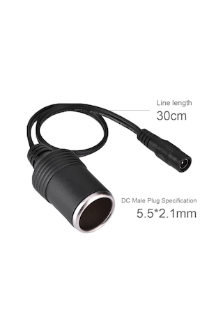 Moveevo 12v Araba Sigara Çakmak Adaptörü - 5.5 2.1mm Dc Dişi Bağlantı, 30cm Uzunluk, Saf Bakır Tel, Araba Hava Pompa Ve Buzdolabı İçin