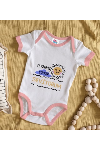 Bk Gift Bk Kids Teyzemi Çok Seviyorum Tasarımlı Pembe Bebek Body Zıbın-1 Çok Renkli