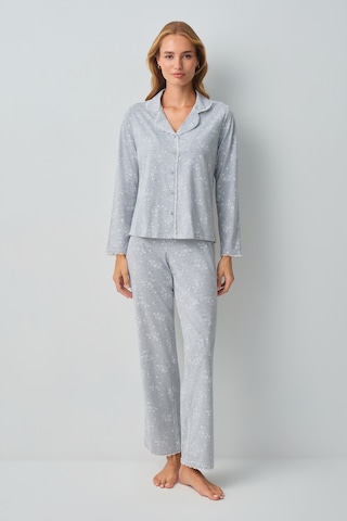 Suwen Griss Gömlek Yaka Pijama Takımı Wsh10510157964 Gri Melanj