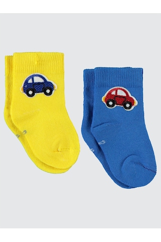 Civil Baby Erkek Bebek Aksesuarlı 2'li Çorap 6-18 Ay Mavi-sarı Mavi-sarı Mavi - Sarı