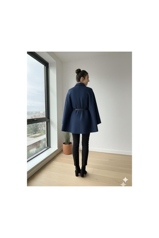 Unika Boutique Kadın Yeni Sezon Kemerli Panço Lacivert
