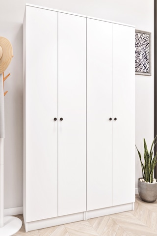 Ases Mobilya Ases Esl632 Modern Portmanto 4 Kapaklı Raflı Askılı Ayakkabılık Vestiyer Beyaz Beyaz
