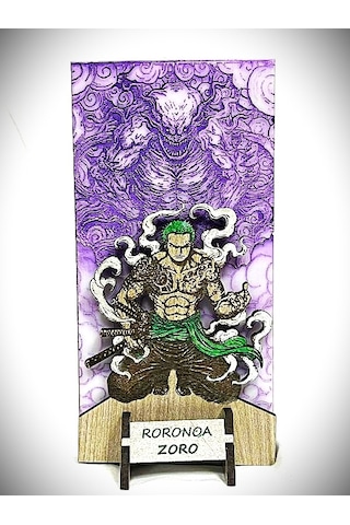 Dükkan Design Lazer Kazıma El Boyama One Piece Roronoa Zoro Ahşap Biblo Çok Renkli