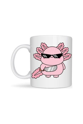 Northcity Cool Axolotl Tasarımlı Porselen Kupa Model 83 - Eğlenceli Kahve Kupası Tatlı Pembe Rengi