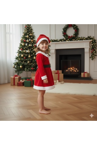 Kız Çocuk Yılbaşı Noel Temalı Noel Baba Elbisesi Diğer