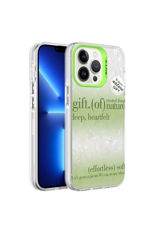 Apple Uyumlu iPhone 13 Pro Max Kılıf Mermer Desenli Zore Marbello Kapak Yeşil