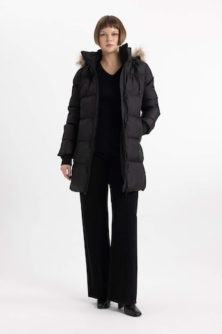 DeFacto Su İtici Şişme Uzun Mont Parka Rüzgar Geçirmez Fermuarlı Suni Kürk Çıkarılabilir Kapüşonlu A4105AX24SPBK27 Siyah