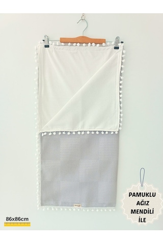 S.kahve Kız Erkek Bebek Battaniyesi Pike %100 Pamuklu Doğal Organik Uyku Çift Taraflı Örtü 86x86cm Btn10248 Gri