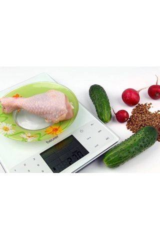 Beurer Ds 61 950 Gıda Maddesinin Beslenme Ve Enerji Değerleri Kayıt Eden Mutfak Tartısı Terazisi