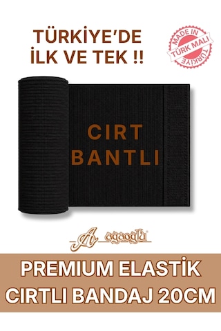 Premium Elastik Bandaj 20 Cm, Cırt Bantlı, Metal Kopçasız, 4,5 Metreye Kadar Uzar, Yoğun Dokuma, Güçlü Kompresyon Desteği Siyah