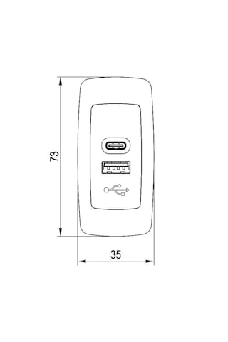 Usb Şarj Düz Tip Gri + Siyah Gövde Mavi Led 12v/24v 1