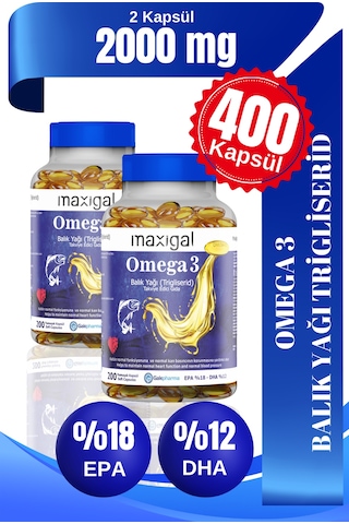 Maxigal Omega-3 Balık Yağı 2 x 200 Kapsül
