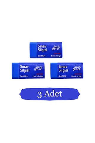 Gen-of No:24 Dust Free Orta Boy Sınav Silgisi Mavi Gen-6624 3 Adet