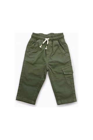 Erkek Bebek Bel Lastikli Dokuma Yeşil Pantolon-15321 Yeşil